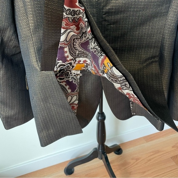 ETRO Cotton Blend Metallic Bronze Textured Two Button Blazer Jacket EUC IT 50 - Picture 8 of 14